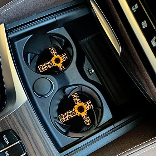 Car Coasters 2 Pack, Small 2.56" Absorbent Ceramic Coaster - Image 2