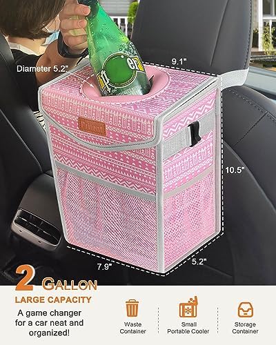 Pritent Car Trash Can with Lid Leakproof Car Garbage Bag Vehicle Trash Bin - Image 2