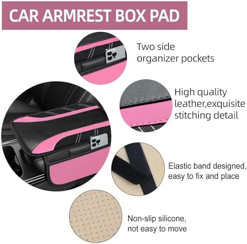 NBTEPEM 10 Pcs Pink Car Floor Mats Full Set & Sport Leather Pink Steering Wheel - Image 5