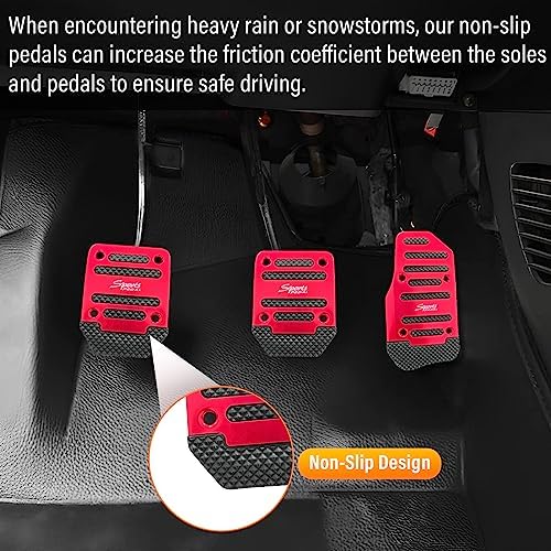 Ziciner 3PCS Non-Slip Car Pedal Pads, Manual Gearbox Gas Pedal Brake Pedal Cover - Image 6