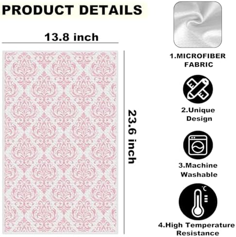 2 Pcs Pink Art Kitchen Towels Decorative Hand Towels - Image 2