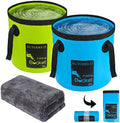 2 Pack Collapsible Bucket 5 Gallon Container Folding Water Bucket Portable Wash by AUTODECO