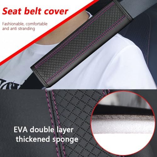 2PCS Car Seat Belt Cover Pad, Breathable Leather Seatbelt Covers - Image 3