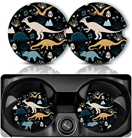 Yonlevres Car Coasters for Cup Holders，Dinosaur, 2 Pack by Yonlevres