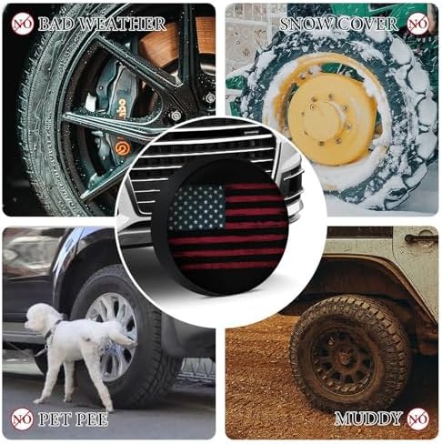 Vintage America American Flag 3 Tire Covers, Dust-Proof Weatherproof Wheel - Image 4