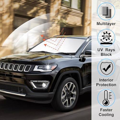 Windshield Sun Shade Sunshade for 2017-2024 2025 Jeep Compass - Image 2