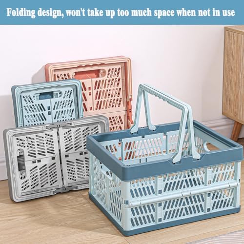 Collapsible Storage Crate with Handles, 20L Foldable Plastic Basket, Organizer - Image 3