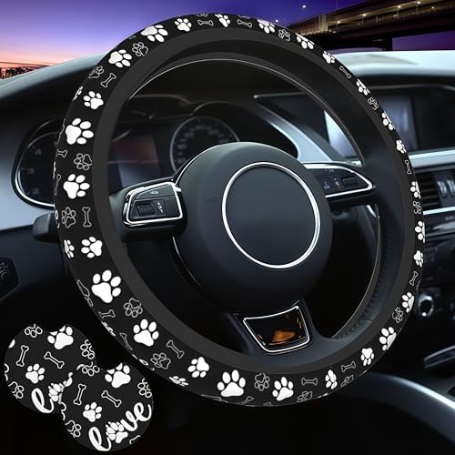 Dog Paw Print Steering Wheel Cover pet 15 Inch +2 Car Coasters - Image 6