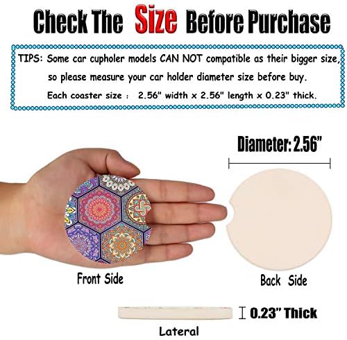 Mandala Ceramic Coasters 2 Pack, 2.56 inch Absorbent - Image 5