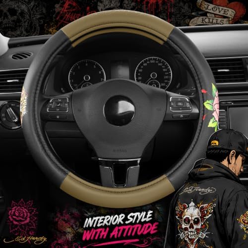 ED HARDY Tiger Print Steering Wheel Cover, Fits 14.5-15.5 Inch Steering Wheels - Image 6