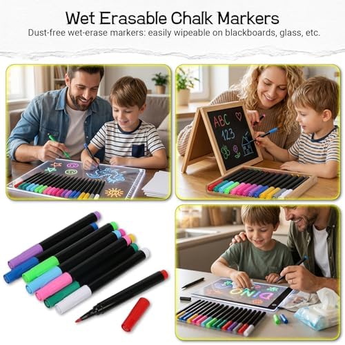 24 PCS Dark blue Liquid Chalk Markers Wet or Dry Erase Fine Tip Neon Pens - Image 4