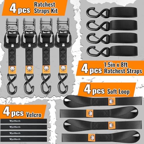 Retractable Ratchet Straps 4 Pack，5208LBS Break Strength - Image 6