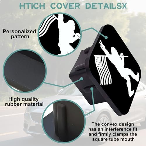 Trailer Hitch Cover, Sasquatch Holding the American Flag Tow Hitch Cover - Image 4