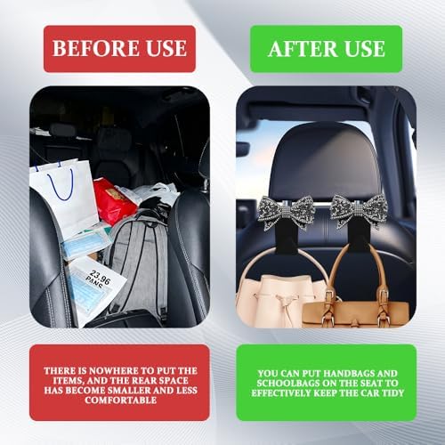 2PCS Car Seat Headrest Hooks, Car Bag Hooks, Cute Bow Knot Vehicle Seatback - Image 7