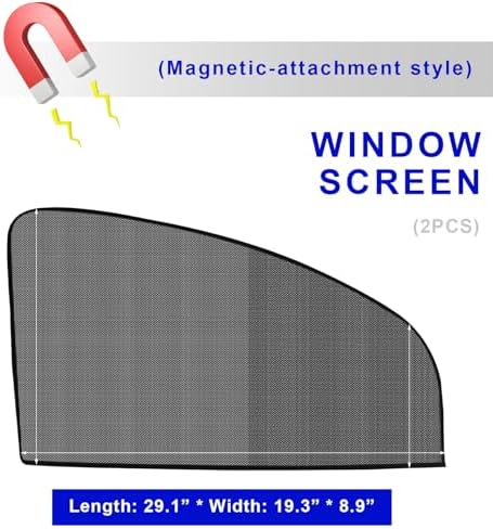 2 PCS Car Window Shades, 19.3"×29.1" Magnetic Vehicle Front Side Window Screen - Image 2
