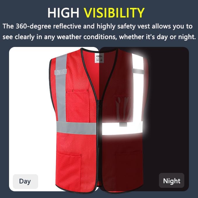 JKSafety Safety Vest for men women Hi Vis Vest - Image 2