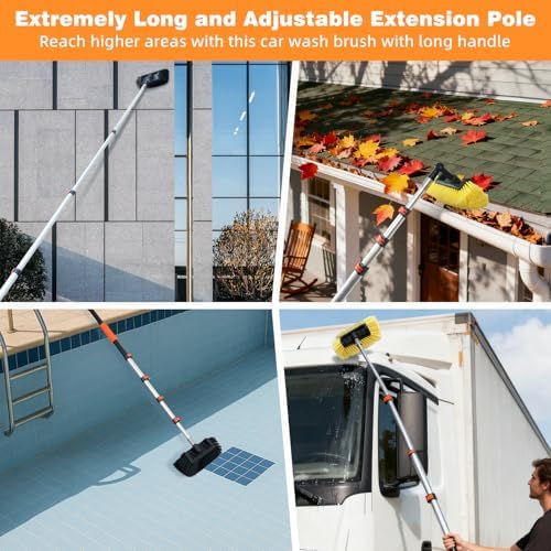 16FT Car Wash Brush with Long Handle Telescoping Extension Pole Angle Adapter - Image 6