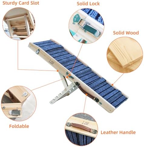 ZJSF Foldable Wooden Dog Ramp for High Bed, Dog Stairs for Small Dogs, High - Image 6