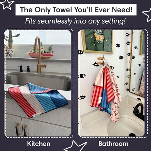 Microfiber Hand Towel & Washcloth Set, Double-Sided Waffle Weave Set of Two - Image 3