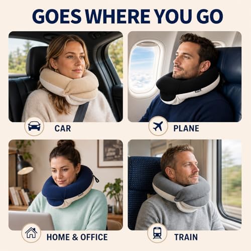 BUYUE Travel Neck Pillows for Airplanes, Memory Foam 360° Head Support Sleep - Image 6