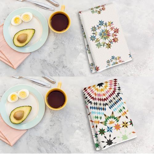 NISTOMISU 2 Pcs Retro Boho Kitchen Towels, Starburst Gifts Starburst Design - Image 7