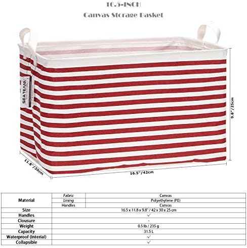 Sea Team Large Rectangle Open-Top Canvas Storage Basket - Image 6