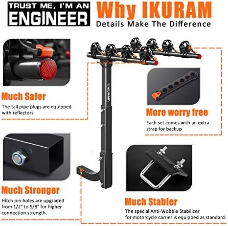 IKURAM R 3 Bike Hitch Mount Foldable Bicycle Carrier, Fits 2" Receiver - Image 6