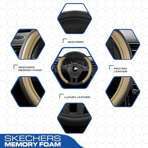 Skechers Steering Wheel Cover Memory Foam, Luxury Leather Steering Wheel Covers - Image 2