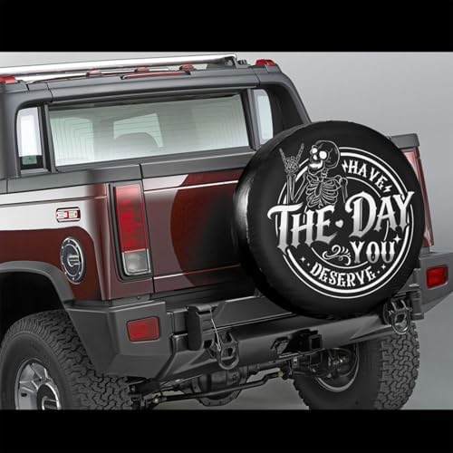 Spare Tire Covers for Trailers, Funny Have The Day You Deserve Rock Skeleton - Image 2