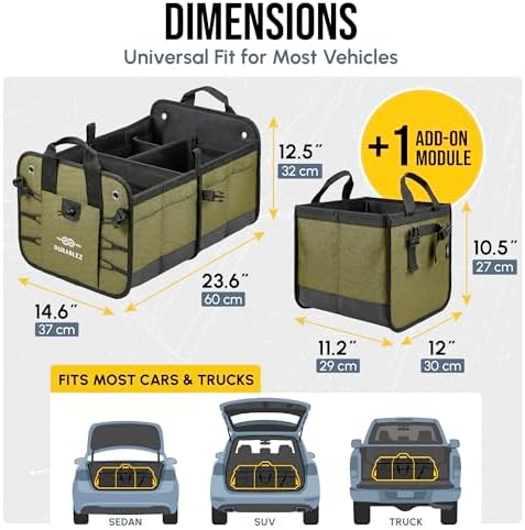 Large Car Trunk Organizer, Modular & Collapsible - Image 2