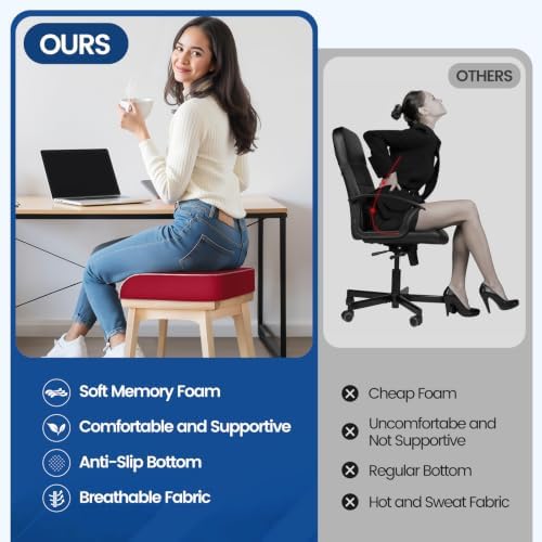 SweetSlubr Seat Cushion, Chair Pad, Memory Foam Tailbone Pain Relief - Image 5