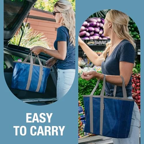 CleverMade EcoBasket Collapsible Grocery Tote, 30L Structured Tote Bag - Image 2