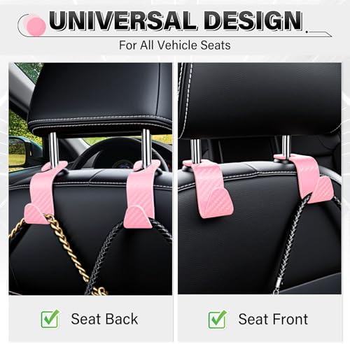 SINGARO Universal 4 Pack Car Seat Headrest Purse Hook, Carbon Fiber Back Seat - Image 4