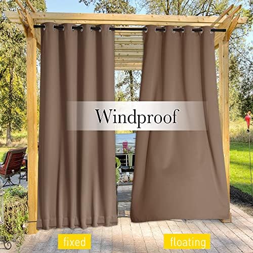 NICETOWN Outdoor Curtains for Patio Waterproof & Windproof W100xL108 Tan - Image 5