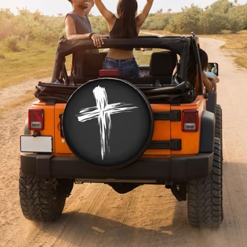 Delerain Cross Black Spare Tire Cover Wheel Protectors Sun Protector Waterproof - Image 4