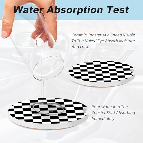 Black White Checkered Car Coasters - Image 5