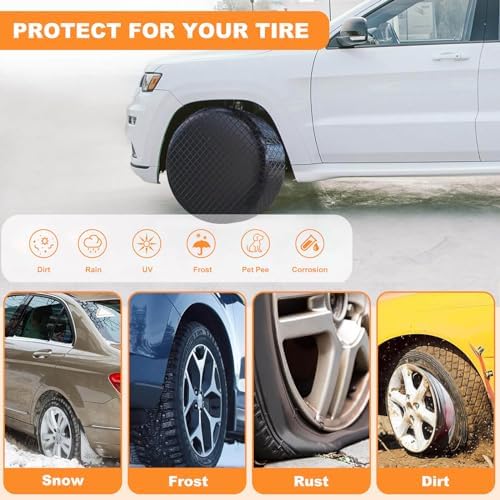 Set of 2 Tire Covers, Waterproof Aluminum Film Tire Sun Protectors, - Image 4