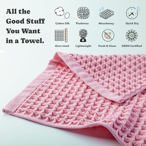 Luxury Organic Japanese Cotton Waffle Bath Towel | Thick, Quick Dry Bathroom - Image 4