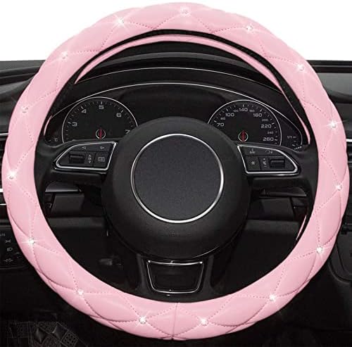 Pink Steering Wheel Cover, Diamond Leather Bling Steering Wheel Cover, - Image 2