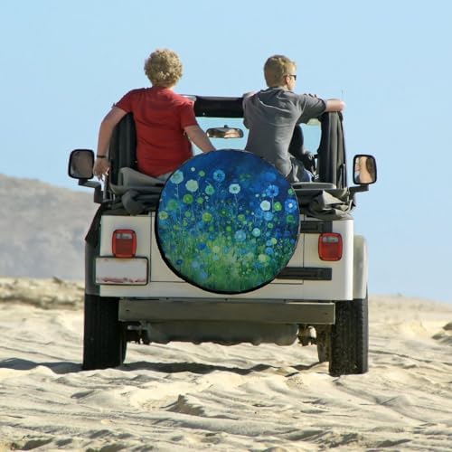 Camping Spare Tire Cover Blue and Green Flowers Weatherproof Universal Wheel - Image 6