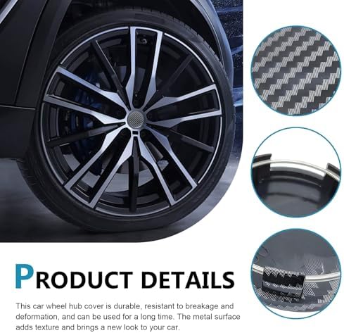 4PCS Car Wheel Hub Center Caps, 2.36" OD 2.2" ID Wheel Center Caps, Carbon - Image 3