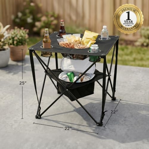 OVENTE Collapsible Folding Camping Table, Insulated Cooler - Image 3
