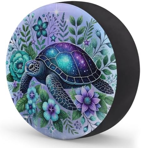 Turtle Leaf Purple Flower Spare Tire Cover Waterproof Dust-Proof Spare Wheel - Image 2