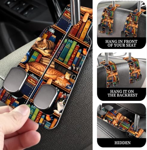 PU Leather Car Seat Hook, Storage Headrest Hanger, Cute Car Backseat Organizer - Image 2