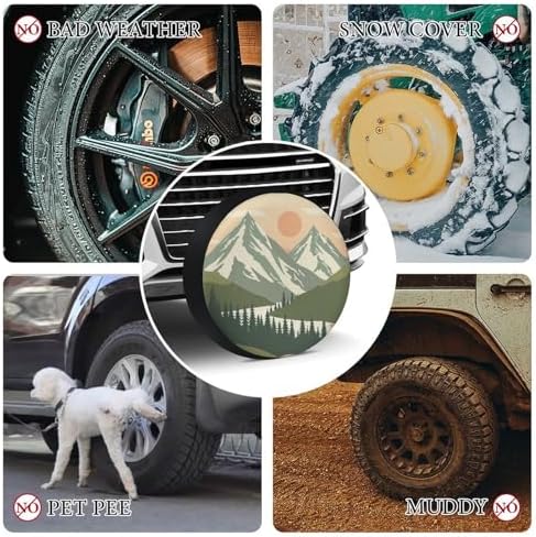 Camper Spare Tire Cover 12 Inch Mountain Adventure Wheel Protectors - Image 7