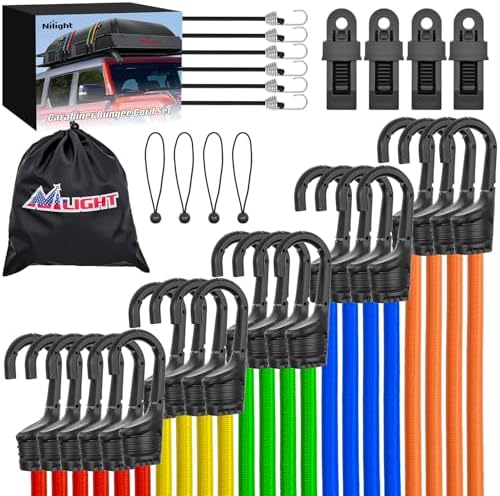 Nilight Ultimate Heavy Duty Outdoor Bungee Cord Assortment | Includes 36 Pcs by Nilight