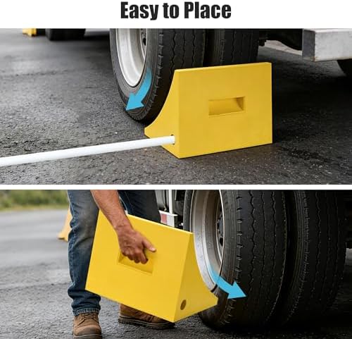 Yescom Large Wheel Chocks for Tires Under 50" 90 Ton Load Capacity 2 Pack - Image 6