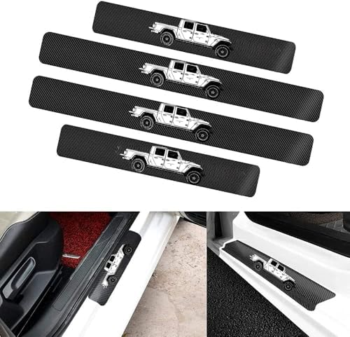 4 Pieces Car Door Sill Protector, Carbon Fiber Threshold Anti-Scratch Sticker - Image 2