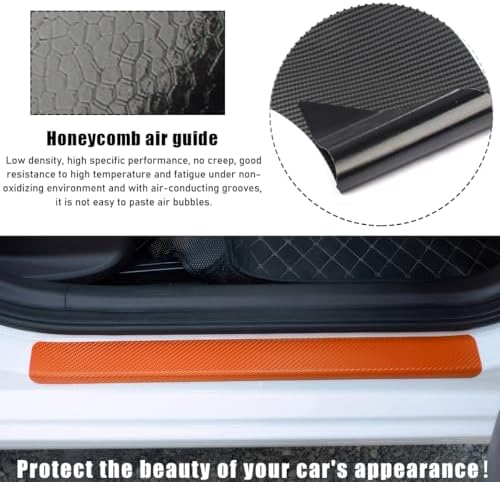 povtii 4 PCS Car Door Sill Protector, Anti-Scratch 3D Carbon Fiber Textured - Image 5