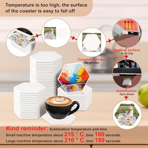 50 Pack 4 inch Hexagon Sublimation Ceramic Tiles - Image 5